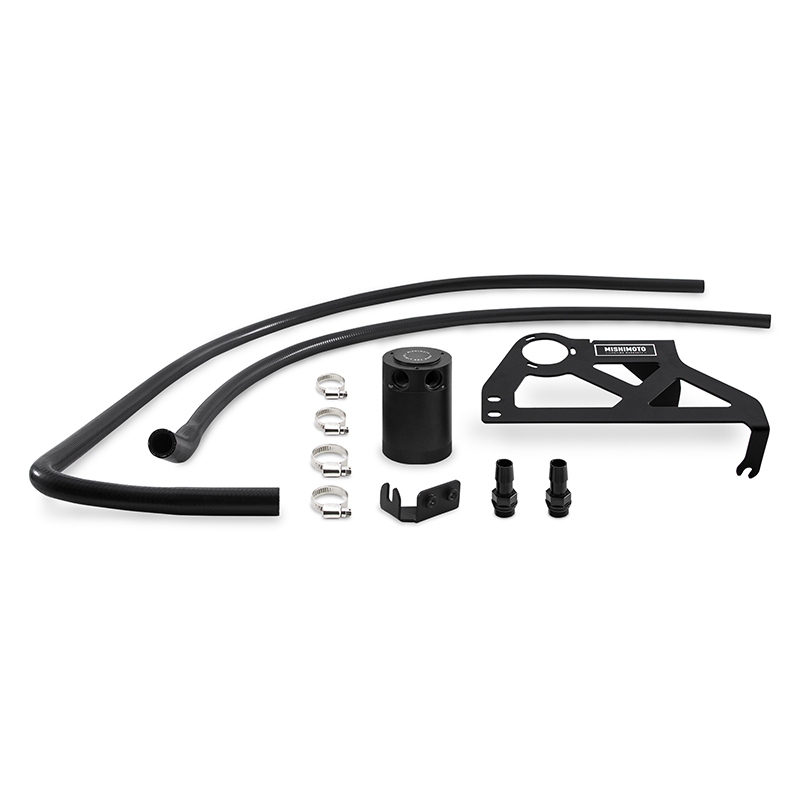 Mishimoto MMBCC-WR6-12PBE2 - 12-18 Jeep Wrangler JK Baffled Oil Catch Can Kit - Black