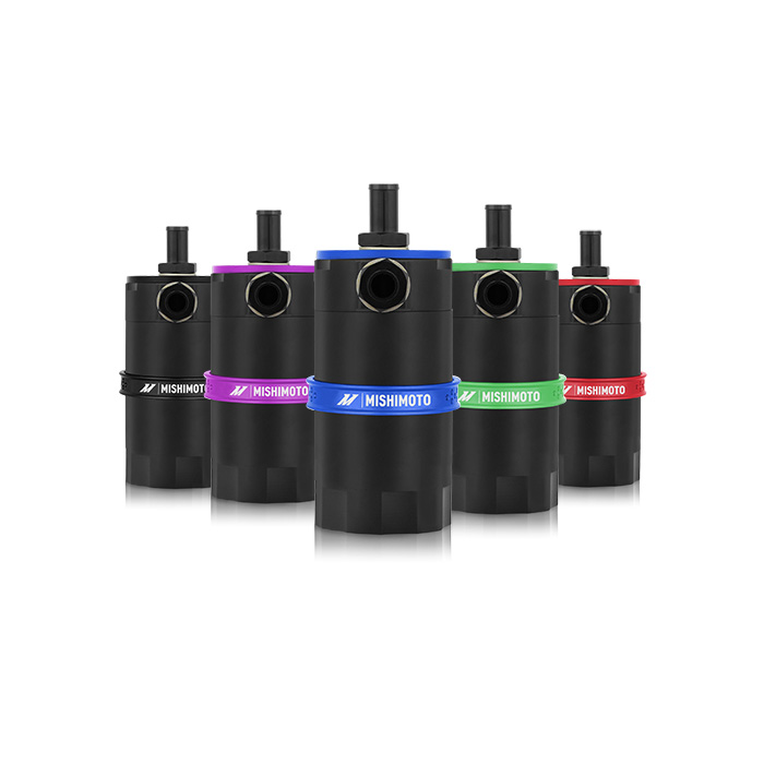 Mishimoto MMBCC-UNI-PR - Universal Baffled Oil Catch Can - Purple Mishimoto MMBCC-UNI-PR - Universal Baffled Oil Catch Can - Purple