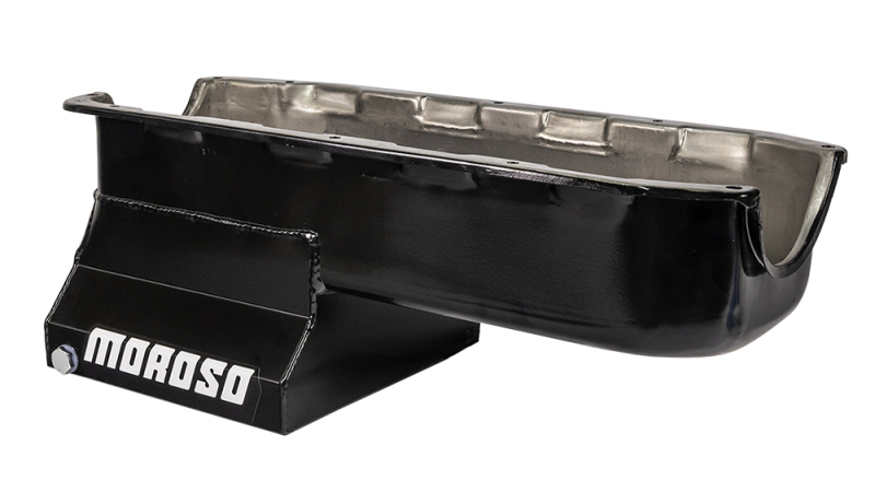 Moroso 20196 - Pre-85 Chevrolet SBC (w/2 Piece Rear Main Seal) Wet Sump 7qt 8.25in Steel Oil Pan - Black