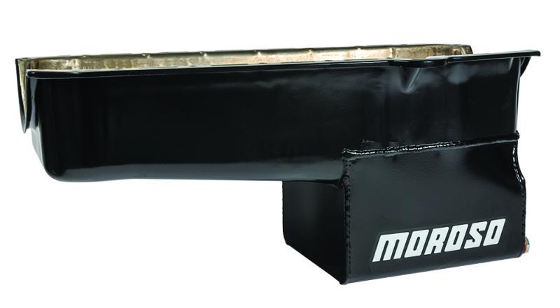 Moroso 20160 - Pre-80 Chevrolet Small Block (w/Driver Side Dipstick) Wet Sump 7qt 9.5in Steel Oil Pan - Blk Moroso 20160 - Pre-80 Chevrolet Small Block (w/Driver Side Dipstick) Wet Sump 7qt 9.5in Steel Oil Pan - Blk