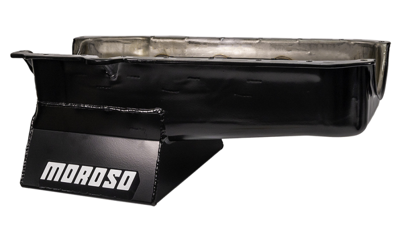 Moroso 20206 - 86-Up Chevrolet SBC (w/1 Piece Rear Main Seal) Wet Sump 7qt 8.25in Steel Oil Pan - Black