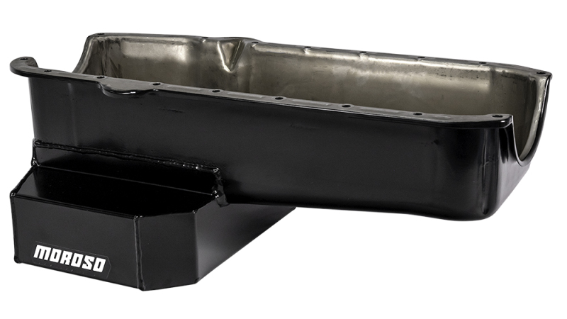 Moroso 21316 - Pre-80 Chevrolet SBC (w/Driver Side Dipstick) Wet Sump 7qt 7.5in Steel Oil Pan - Black Moroso 21316 - Pre-80 Chevrolet SBC (w/Driver Side Dipstick) Wet Sump 7qt 7.5in Steel Oil Pan - Black