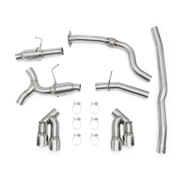 Mishimoto MMEXH-CAM4-16QTPP - 2016+ Chevrolet Camaro 2.0T Quad Polished Tip Cat-Back Exhaust