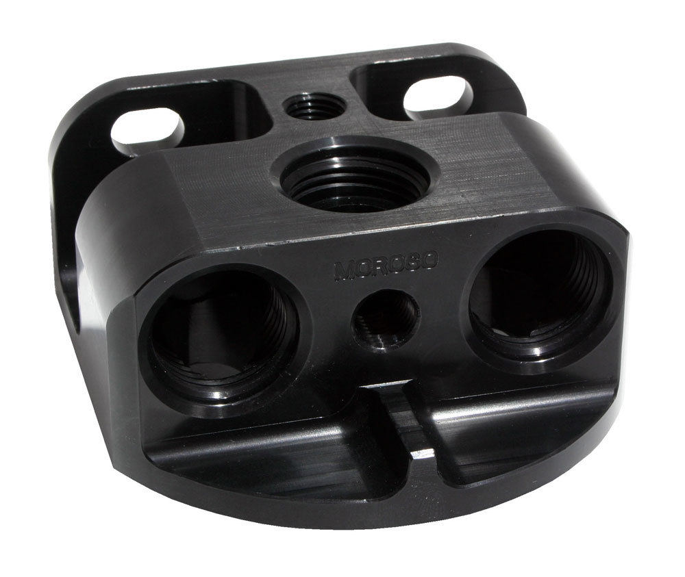Moroso 23764 - Oil Filter Adapter - Remote Mount - Front Port - 13/16in-16 & 3/4in-16 22mm Thread Moroso 23764 - Oil Filter Adapter - Remote Mount - Front Port - 13/16in-16 & 3/4in-16 22mm Thread