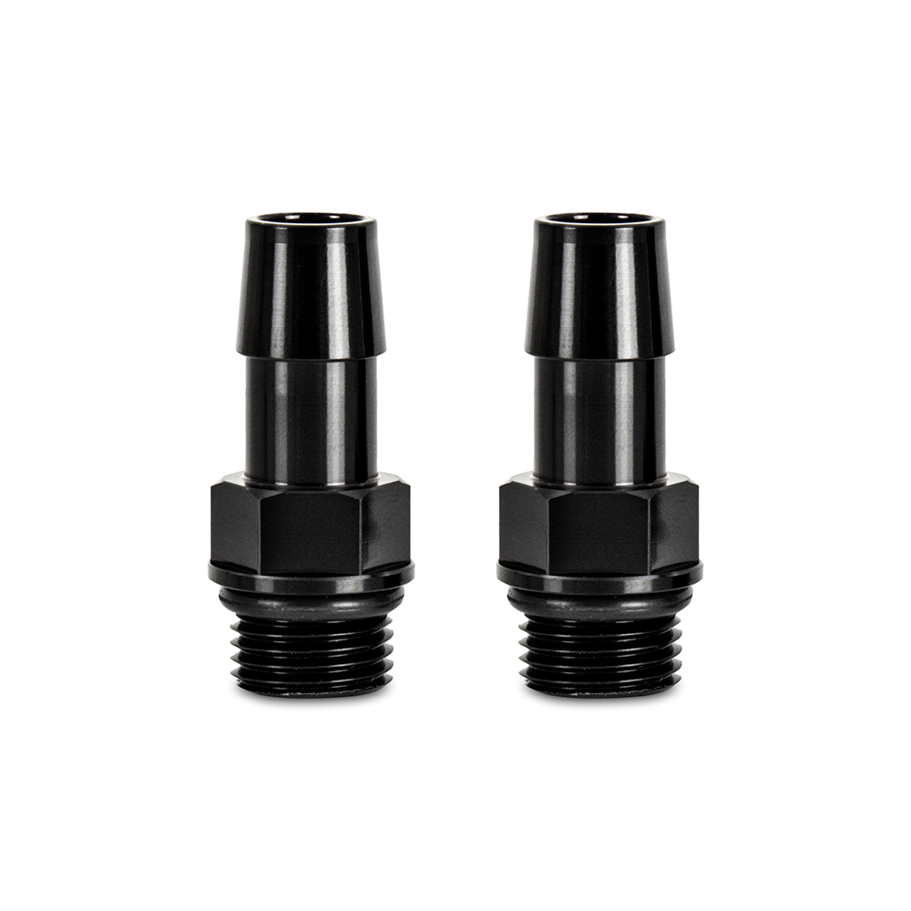 Mishimoto MMFT-M16-12BK - 16X1.5 TO 1/2in. Hose Barb Aluminum Fittings (Pack of 2)
