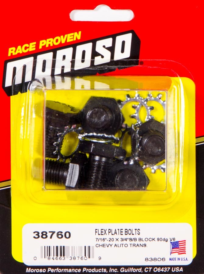 Moroso 38760 - Chevrolet Big Block/Small Block/90 Degree V6 Flex Plate Bolts - Steel - 6 Pack Moroso 38760 - Chevrolet Big Block/Small Block/90 Degree V6 Flex Plate Bolts - Steel - 6 Pack