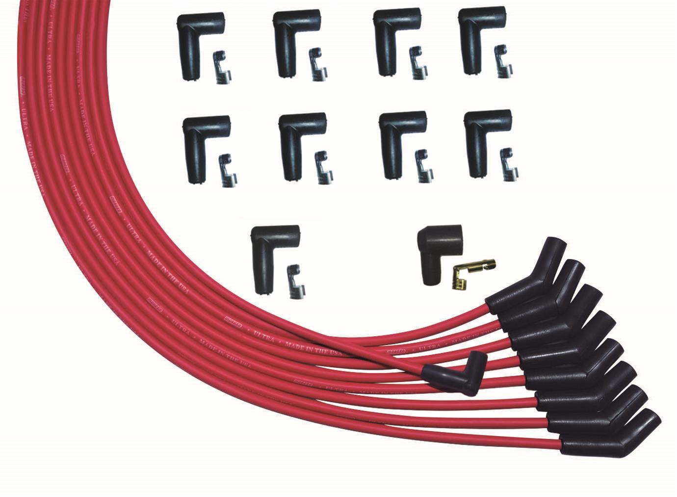 Moroso 52009 - V8 135 Deg Plug Boots HEI Ultra Spark Plug Wire Set - Red Moroso 52009 - V8 135 Deg Plug Boots HEI Ultra Spark Plug Wire Set - Red