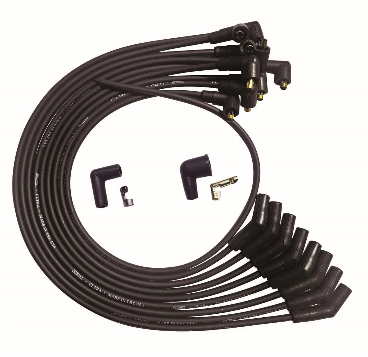Moroso 51073 - SB Ford 351W Unsleeved 135 Deg Plug End Non-HEI Ultra Spark Plug Wire Set - Black Moroso 51073 - SB Ford 351W Unsleeved 135 Deg Plug End Non-HEI Ultra Spark Plug Wire Set - Black