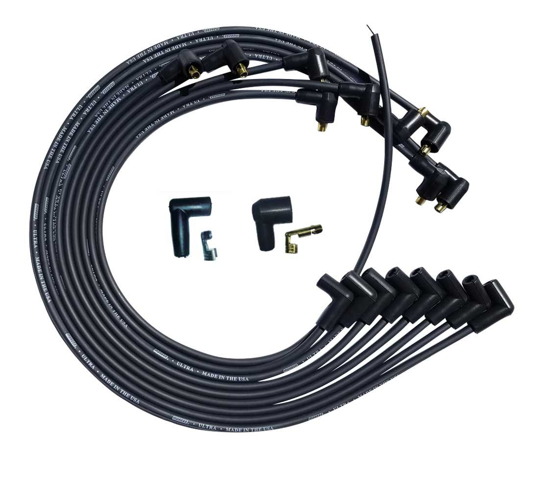 Moroso 51029 - SBC Under Header 90 Deg Plug 90 Deg Non-HEI Unsleeved Ultra Spark Plug Wire Set - Black Moroso 51029 - SBC Under Header 90 Deg Plug 90 Deg Non-HEI Unsleeved Ultra Spark Plug Wire Set - Black
