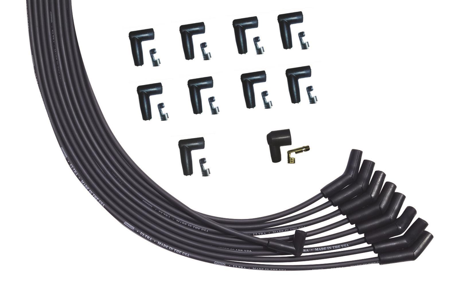 Moroso 51009 - Universal V8 135 Deg Plug Unsleeved HEI Ultra Spark Plug Wire Set - Black