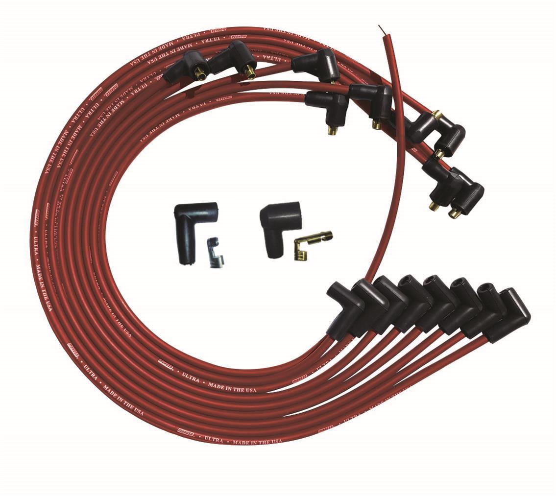 Moroso 52029 - SBC Under Header 90 Plug Non-HEI Ultra Spark Plug Wire Set - Red Moroso 52029 - SBC Under Header 90 Plug Non-HEI Ultra Spark Plug Wire Set - Red