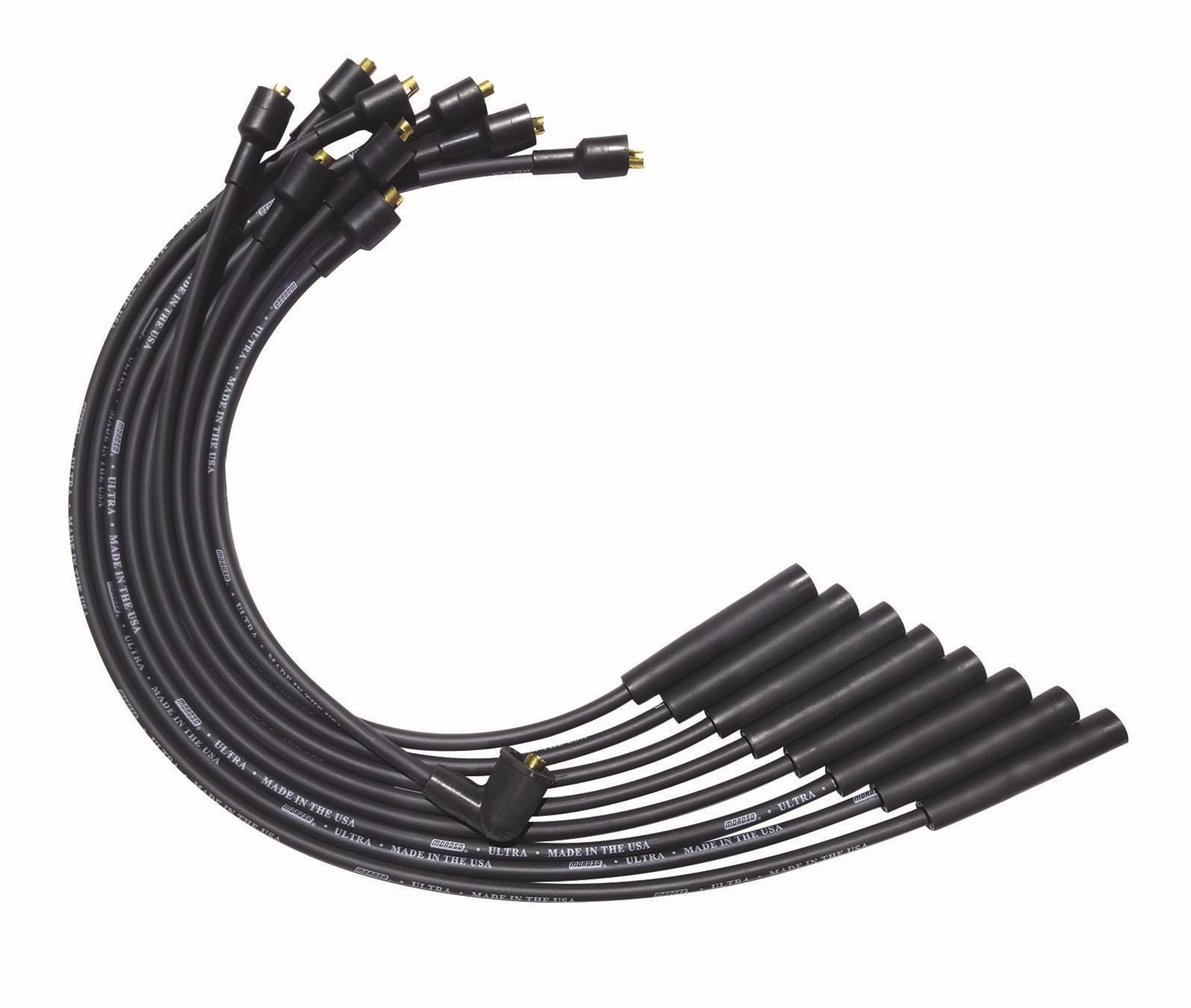 Moroso 51056 - SB Chrysler Mopar 273/318/340/360 Unsleeved Non-HEI Ultra Spark Plug Wire Set - Black