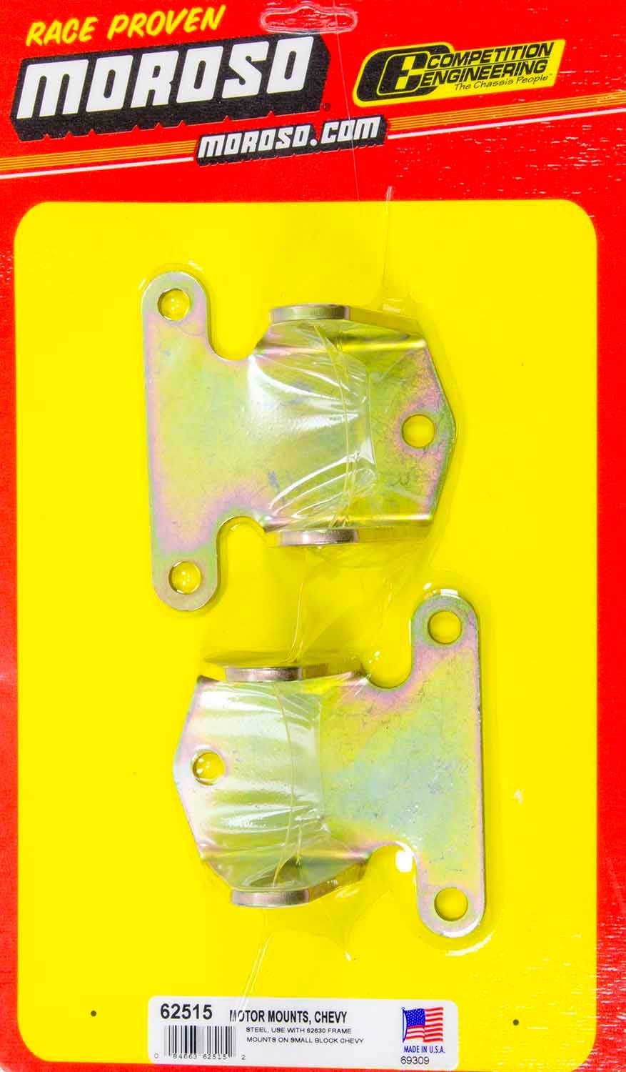 Moroso 62515 - Chevrolet Big Block/Small Block Motor Mounts - 2.28125in x 2-3/8in x 3/16in - Steel - 2 Pack
