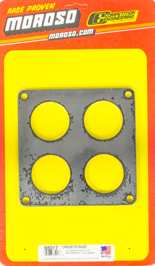 Moroso 65017 - 4500 Carburetor Spacer - 4 Hole Plenum - 1/2in - Wood