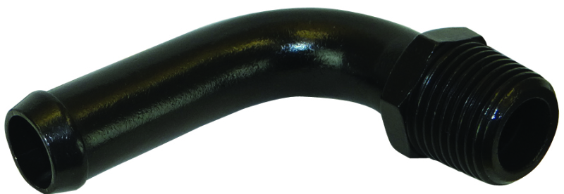Moroso 65131 - Streamline Air/Oil Separator Fitting - 3/8in to 1/2in Hose - 90 Degree - Black - Single