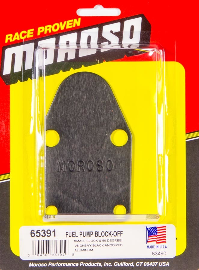 Moroso 65391 - Chevrolet Small Block Fuel Pump Block-Off Plate - Aluminum