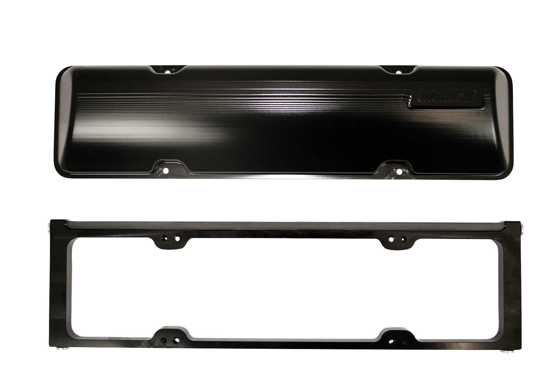 Moroso 68051 - Chevrolet Small Block (w/13 to 23 Degree Heads) 2 Pc Valve Cover w/Oilers - Billet Aluminum