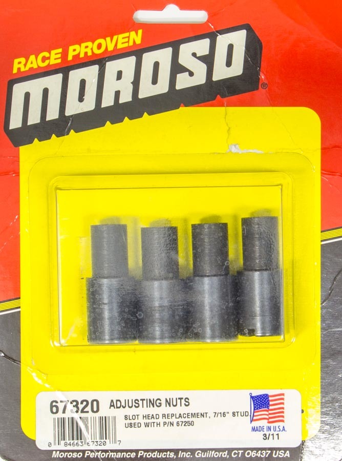 Moroso 67320 - Stud Girdle Slotted Head Adjusting Nut - 7/16in (Use w/Part No 67250) - 4 Pack Moroso 67320 - Stud Girdle Slotted Head Adjusting Nut - 7/16in (Use w/Part No 67250) - 4 Pack