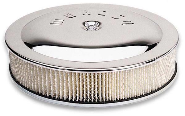 Moroso 65946 - Racing Air Cleaner - 14in x 5in Filter - Flat Bottom - Steel - Chrome Plated - 4500