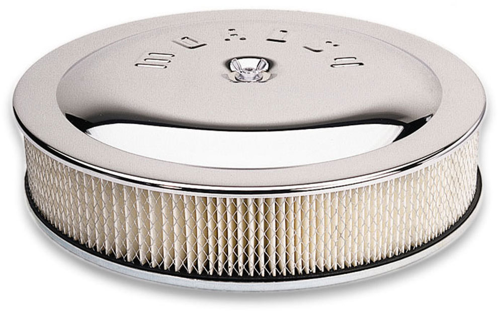 Moroso 65911 - Racing Air Cleaner - 14in x 3in Filter - Flat Bottom - Aluminum - Chrome Plated Moroso 65911 - Racing Air Cleaner - 14in x 3in Filter - Flat Bottom - Aluminum - Chrome Plated