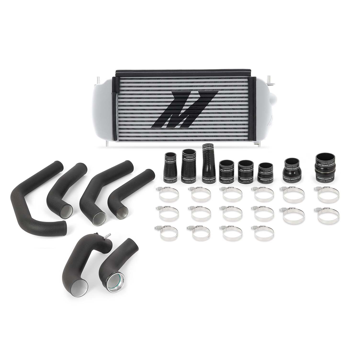 Mishimoto MMINT-F27T-15KBSL - 15-17 Ford F-150 2.7L EcoBoost Silver Performance Intercooler Kit w/ Black Pipes