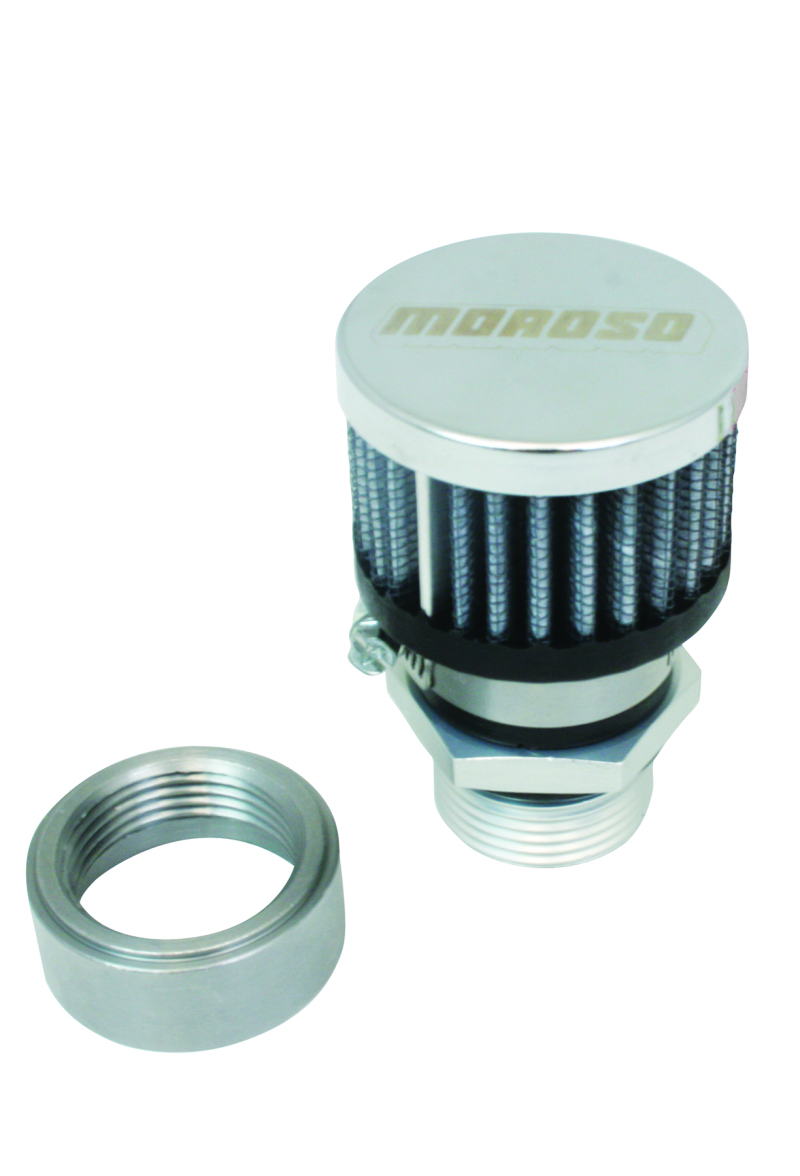 Moroso 68849 - Weld-On Valve Cover Breather Kit - Steel Valve Covers - Chrome Finish
