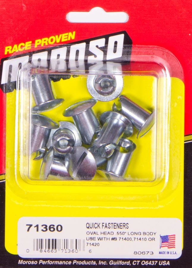 Moroso 71360 - Quick Fastener - Oval Head - 7/16in x .550in - Steel - 10 Pack Moroso 71360 - Quick Fastener - Oval Head - 7/16in x .550in - Steel - 10 Pack
