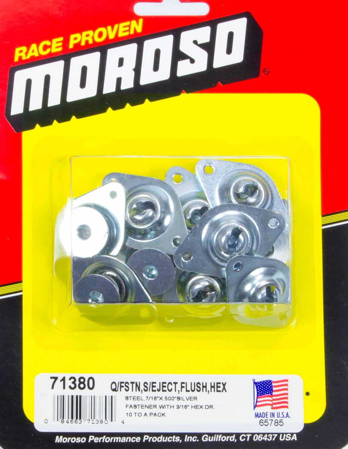 Moroso 71380 - Quick Fastener - Self Ejecting - Hex Drive - 7/16in x .500in - Steel - 10 Pack