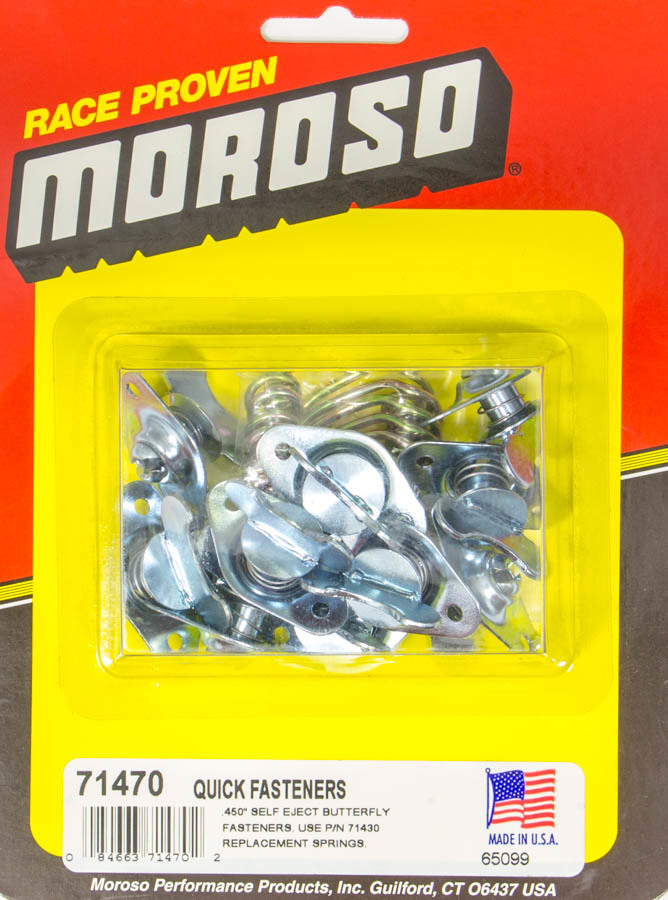 Moroso 71470 - Quick Fastener - Self Ejecting - Butterfly Head - 5/16in x .450in - Steel - 10 Pack