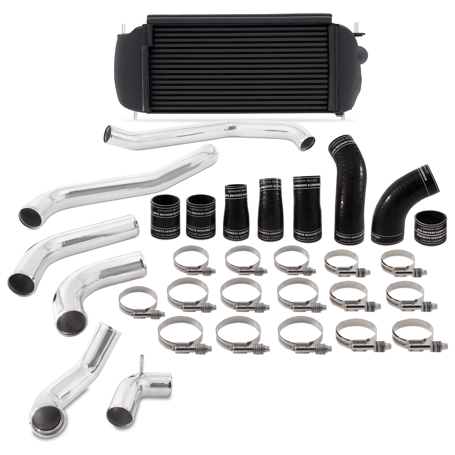Mishimoto MMINT-F35T-17KPBK - 2017+ Ford F150 3.5L EcoBoost Performance Intercooler Kit - Black Cooler Polished Pipes
