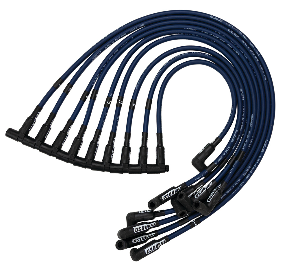 Moroso 73677 - Chevrolet Small Block (Sprint Car) Ignition Wire Set - Ultra 40 - Unsleeved - HEI - Blue Moroso 73677 - Chevrolet Small Block (Sprint Car) Ignition Wire Set - Ultra 40 - Unsleeved - HEI - Blue