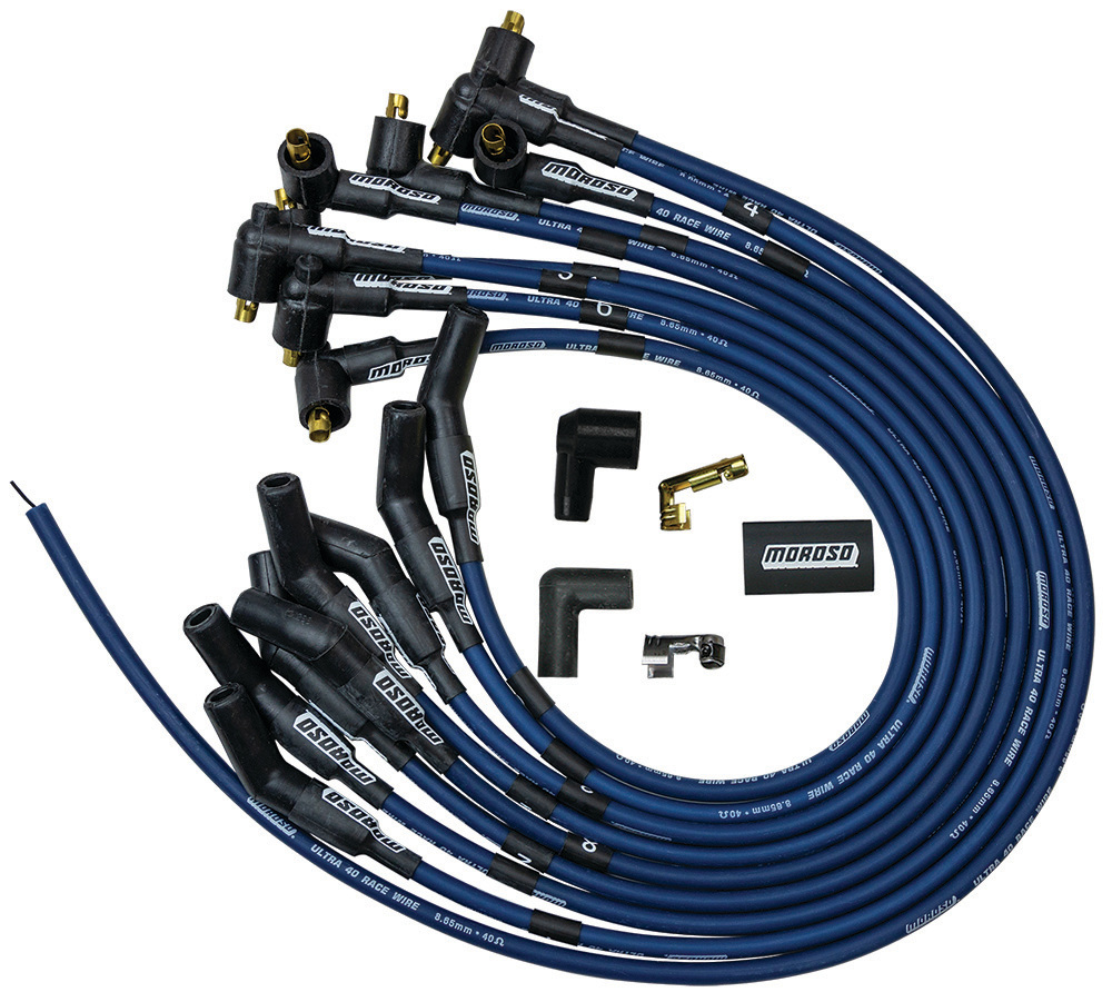 Moroso 73676 - Ford 289-302 Ignition Wire Set - Ultra 40 - Unsleeved - Non-HEI - 135 Degree - Blue
