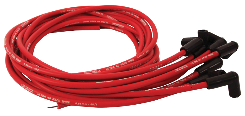 Moroso 73810 - Universal Ignition Wire Set - Ultra 40 - Unsleeved - 90 Degree - Red Moroso 73810 - Universal Ignition Wire Set - Ultra 40 - Unsleeved - 90 Degree - Red
