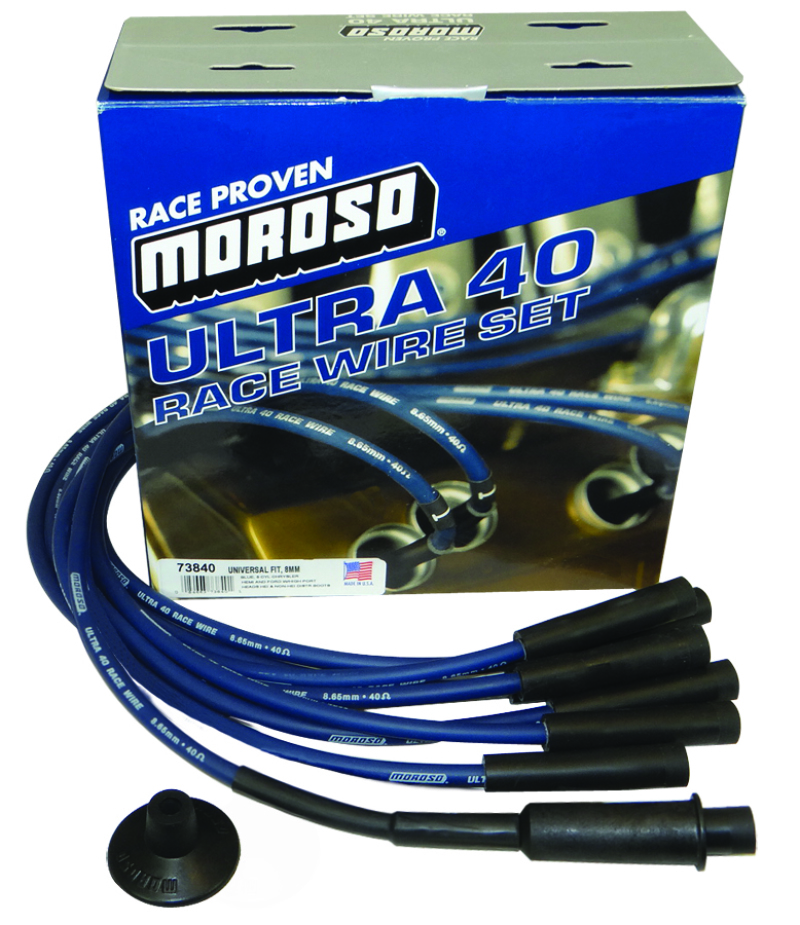 Moroso 73840 - Universal/Mopar/Chrysler (w/Hemi Heads) Ignition Wire Set - Ultra 40 - Blue