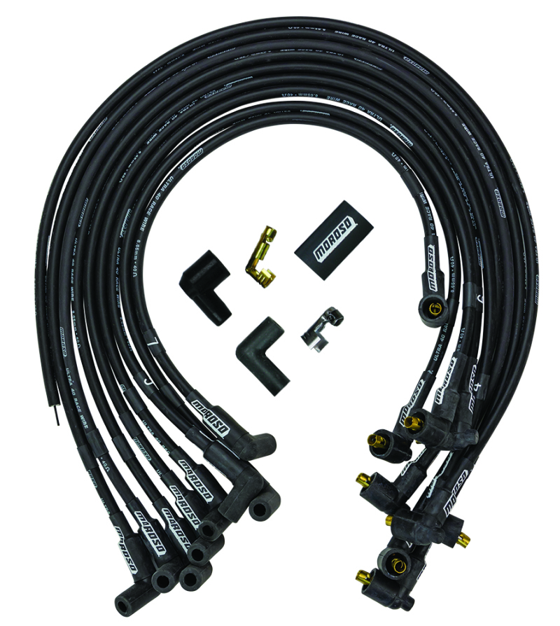 Moroso 73713 - Chevrolet Big Block Ignition Wire Set - Ultra 40 - Unsleeved - Non-HEI - Under Header - Black