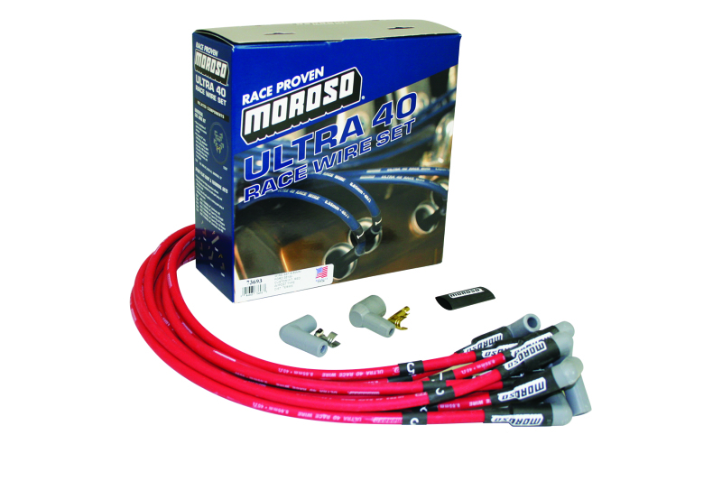 Moroso 73693 - Ford 351W Ignition Wire Set - Ultra 40 - Unsleeved - HEI - Red