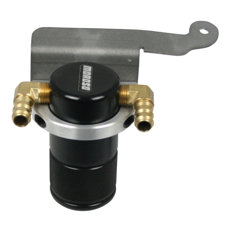 Moroso 85629 - 11-14 Ford Mustang GT Air/Oil Separator Catch Can - Small Body - Billet Aluminum - Black Moroso 85629 - 11-14 Ford Mustang GT Air/Oil Separator Catch Can - Small Body - Billet Aluminum - Black