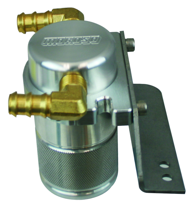 Moroso 85676 - 11-14 Ford F-150 EcoBoost/5.0L Air/Oil Separator Catch Can - Small Body - Billet Aluminum