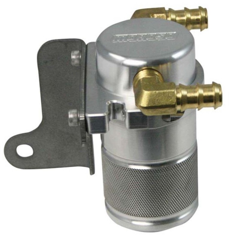 Moroso 85612 - 06-Up Dodge Charger/Challenger 6.1L Air/Oil Separator Catch Can - Small Body - Billet Alum