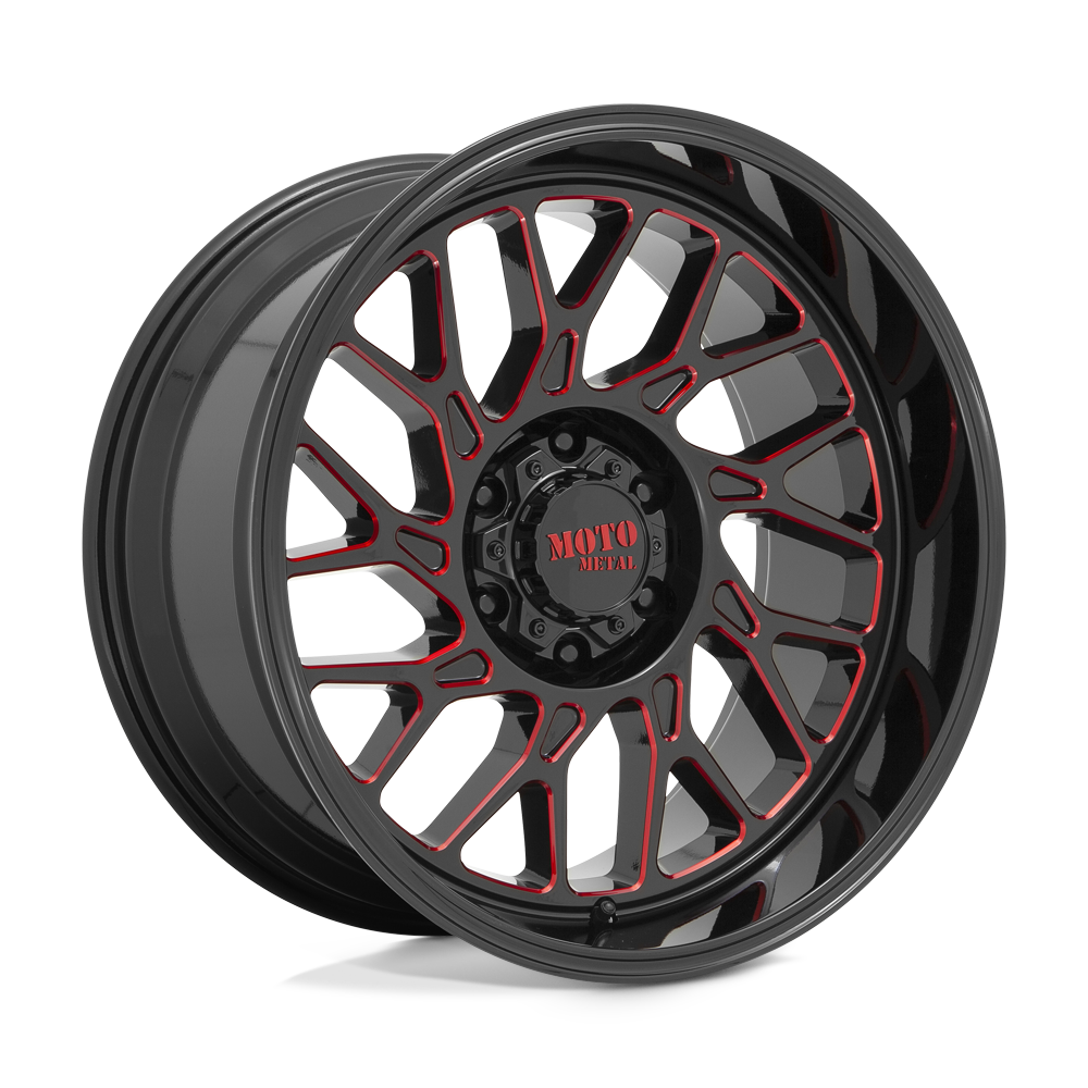 Moto Metal MO80521080918N - Mo805 20X10 Gloss Black Milled With Red Tint Moto Metal MO80521080918N - Mo805 20X10 Gloss Black Milled With Red Tint