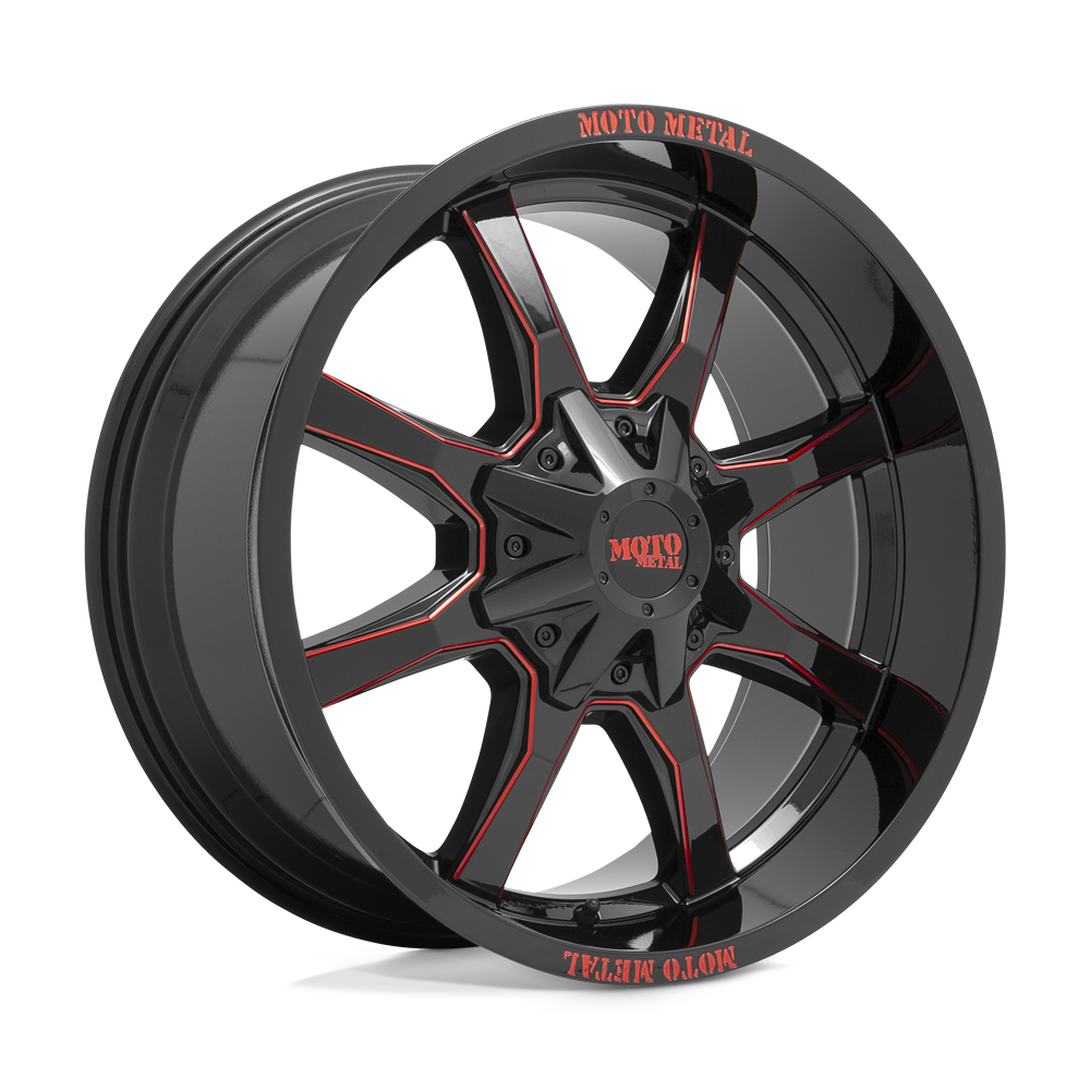 Moto Metal MO970290873C00 - Mo970 20X9 Gloss Black Milled With Red Tint &  On Lip