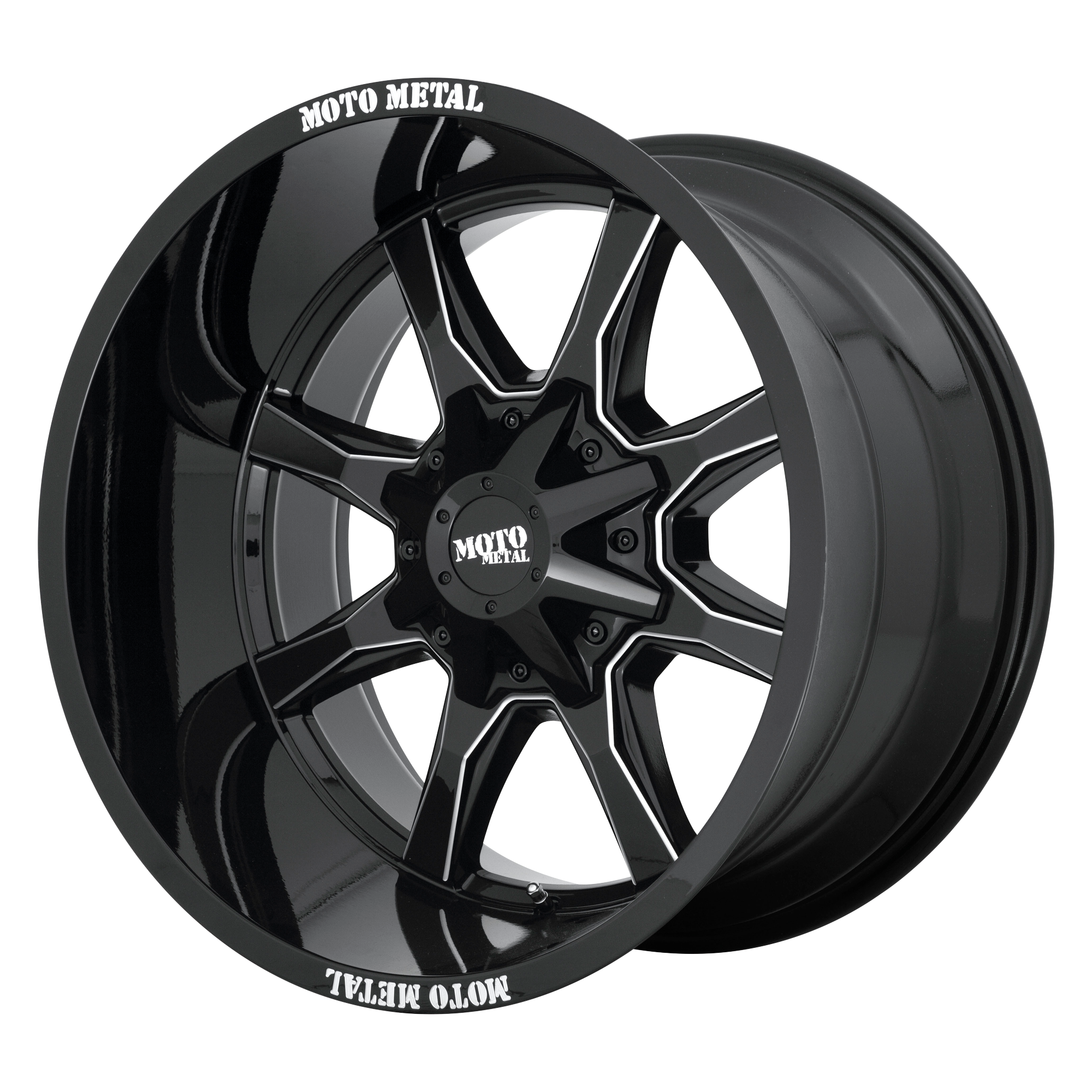Moto Metal MO970790353B12NUS - Mo970 17X9 Gloss Black With Milled Spoke & On Lip Moto Metal MO970790353B12NUS - Mo970 17X9 Gloss Black With Milled Spoke & On Lip