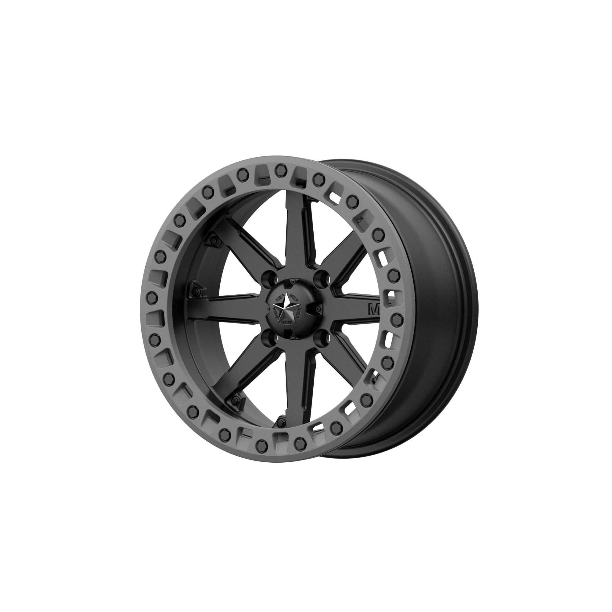 MSA Offroad Wheels M31-04056 - M31 Lok2 Beadlock 14X10 Satin Black Matte Gray Ring MSA Offroad Wheels M31-04056 - M31 Lok2 Beadlock 14X10 Satin Black Matte Gray Ring