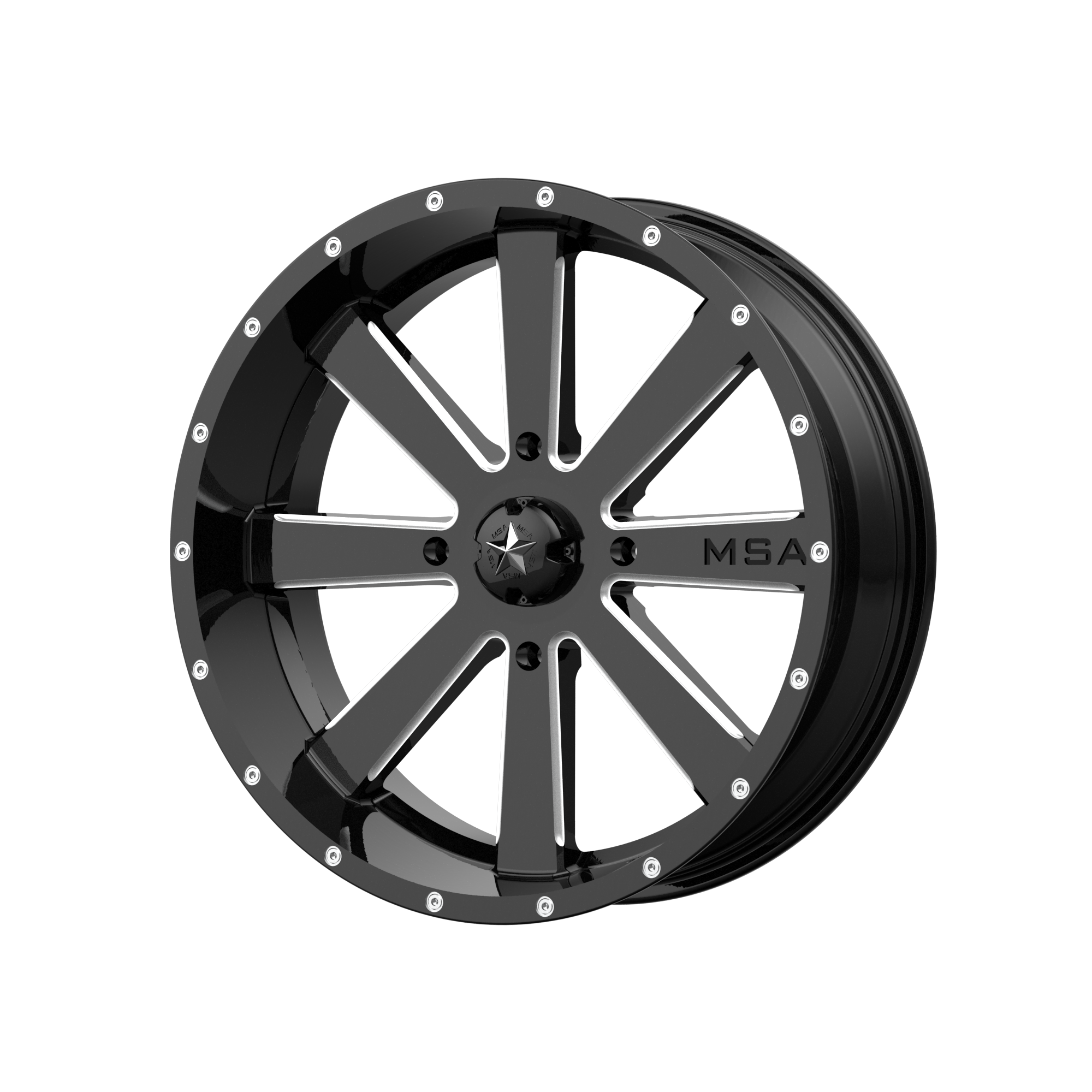 MSA Offroad Wheels M34-018756M - M34 Flash 18X7 Gloss Black Milled