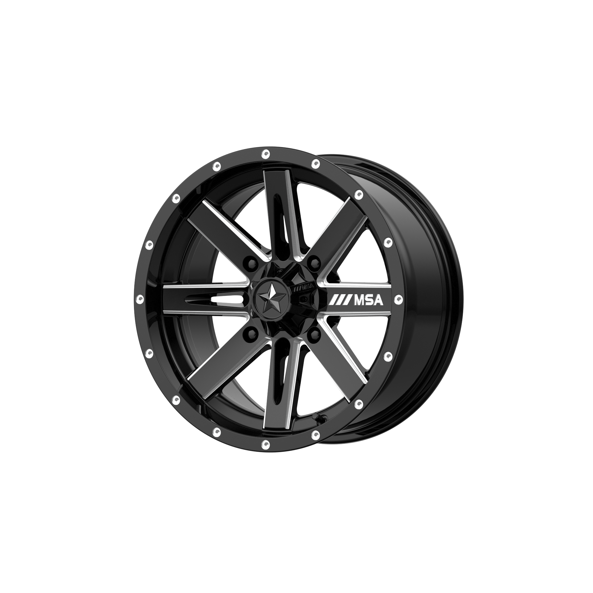 MSA Offroad Wheels M41-04737 - M41 Boxer 14X7 Gloss Black Milled