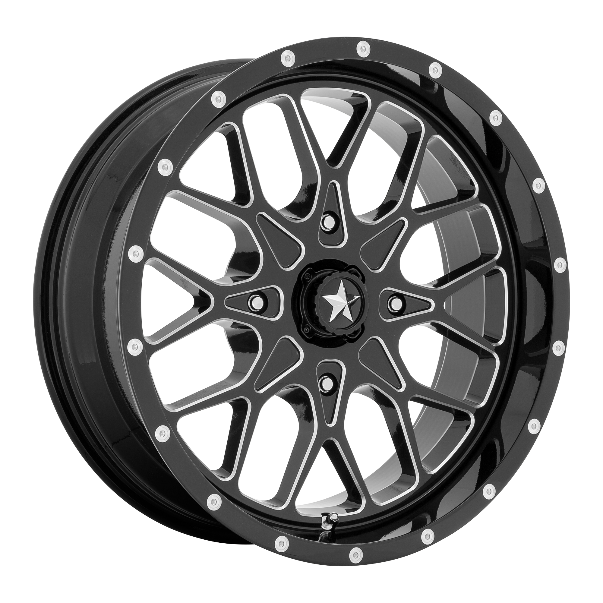 MSA Offroad Wheels M45-04756M - M45 Portal 14X7 Gloss Black Milled