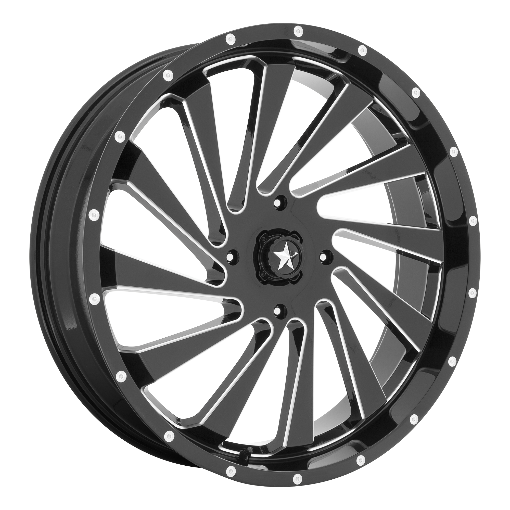 MSA Offroad Wheels M46-022756M - M46 Blade 22X7 Gloss Black Milled