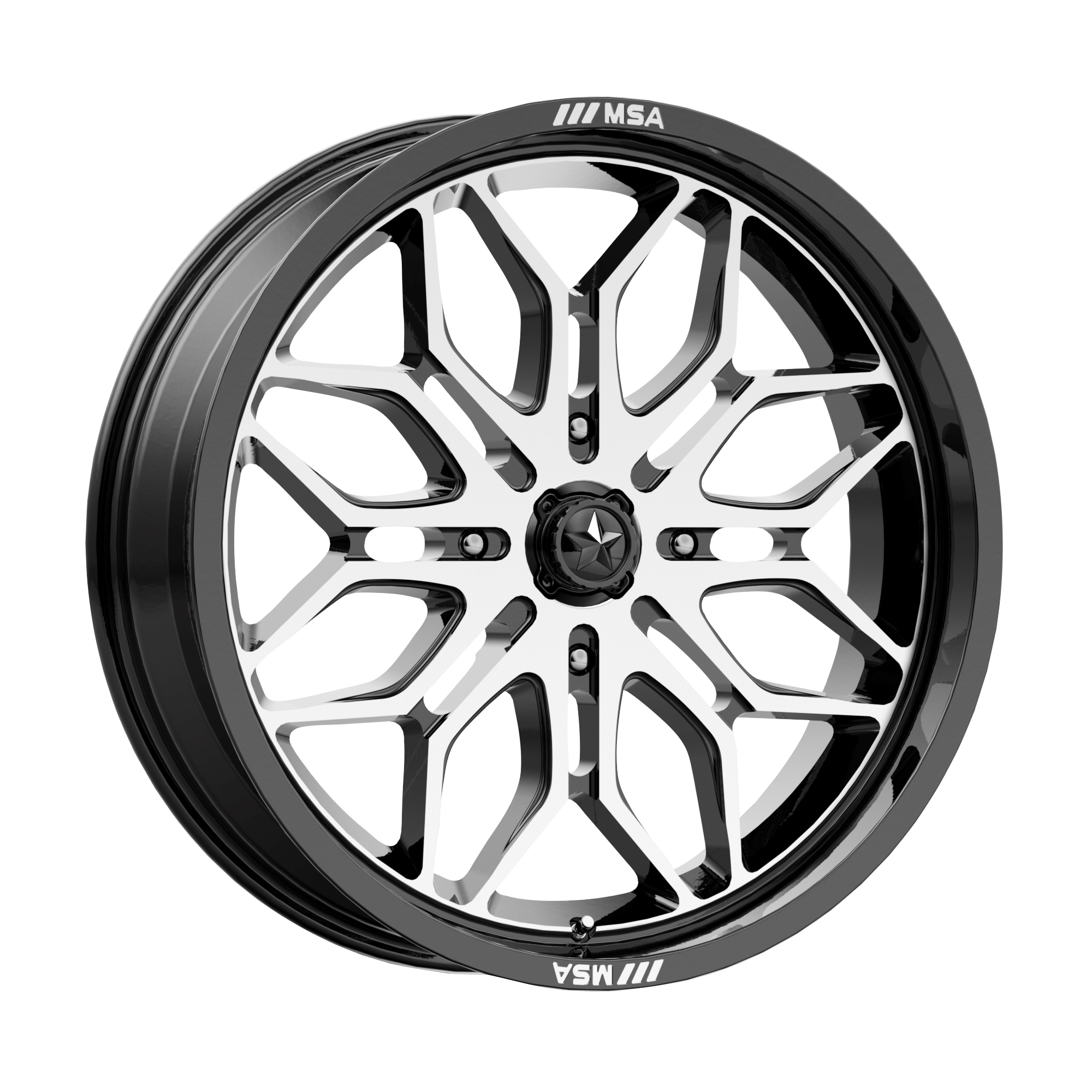 MSA Offroad Wheels MA047BD18704410 - M47 Sniper 18X7 Gloss Black Machined