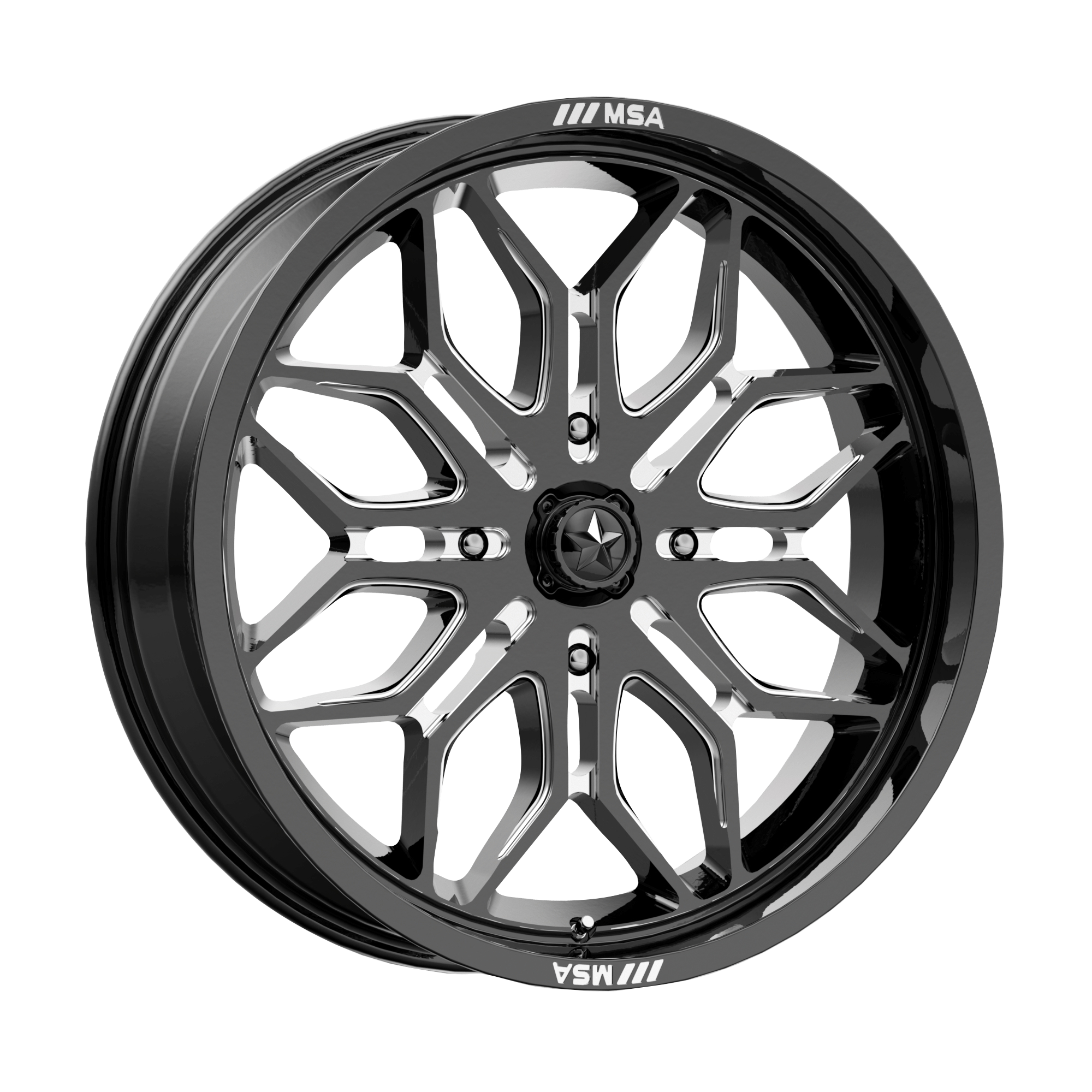 MSA Offroad Wheels MA047BE24704810 - M47 Sniper 24X7 Gloss Black Milled