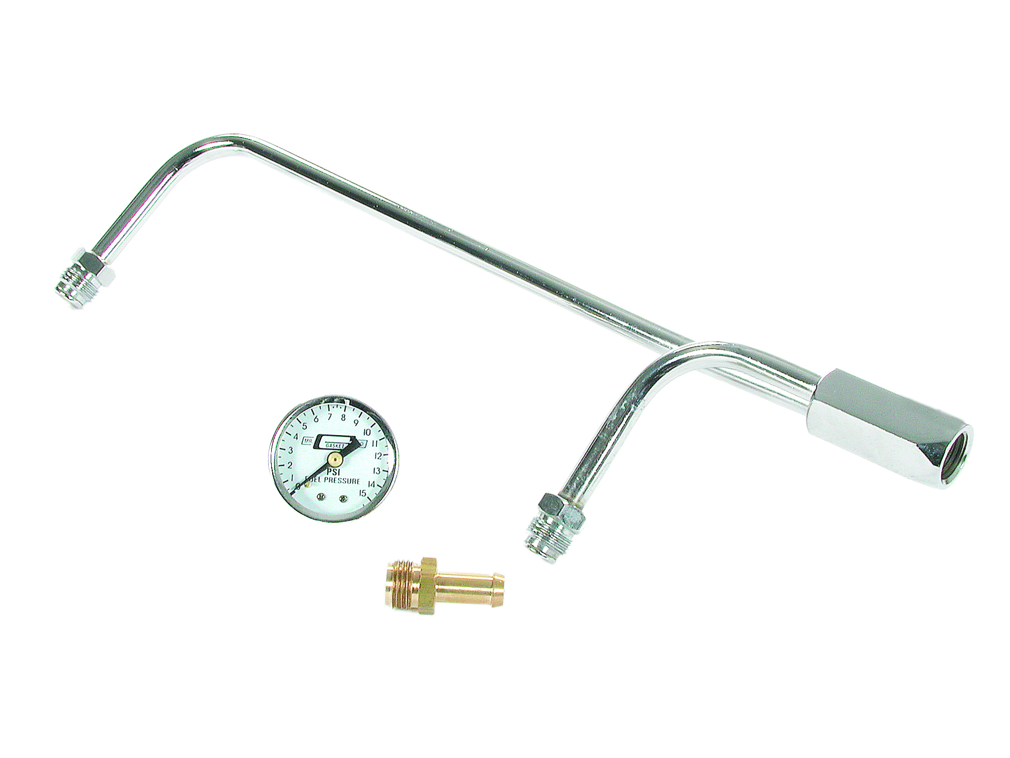 Mr. Gasket 1558 - Chrome Plated Fuel Lines With Fuel Pressure Gauge Mr. Gasket 1558 - Chrome Plated Fuel Lines With Fuel Pressure Gauge